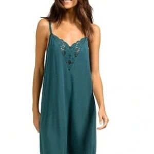 Eberjey Naya Long Chemise Modal Spandex Nightgown Womens Size L Emerald Luxury